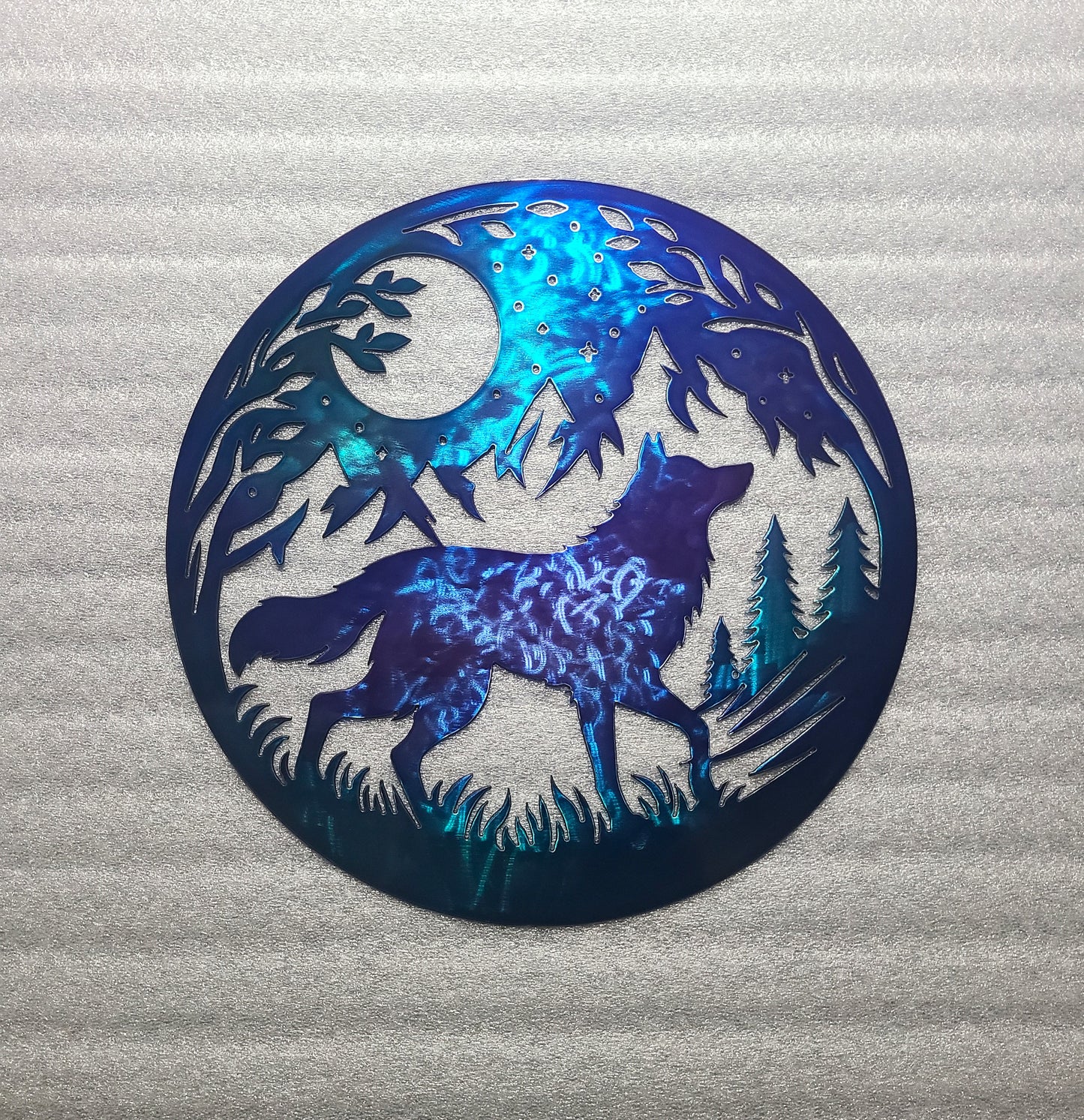 Aurora Borealis Wolf in Circle