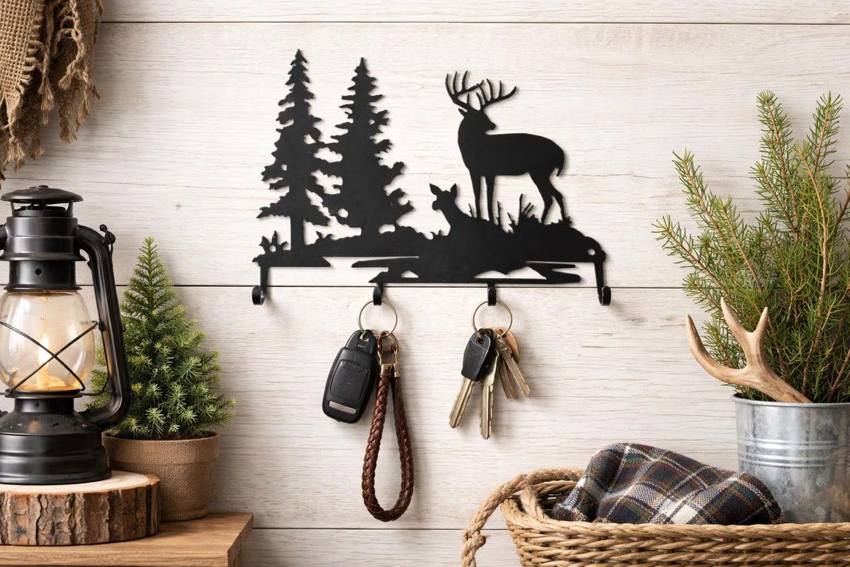 Deer Key Holder Metal Hanger with Hooks